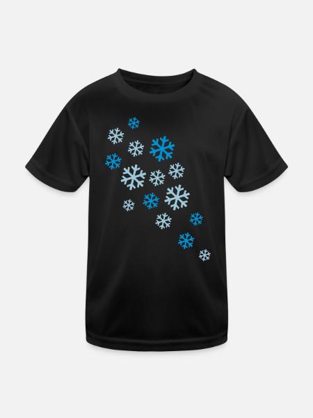 schneeflocken schnee winter - Kinder Funktions-T-Shirt - Schwarz - Vorne