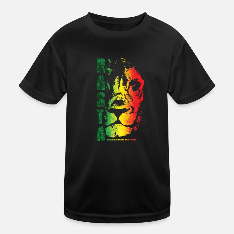 Rasta Lion Rainbow Style - Kids Functional T-Shirt - black