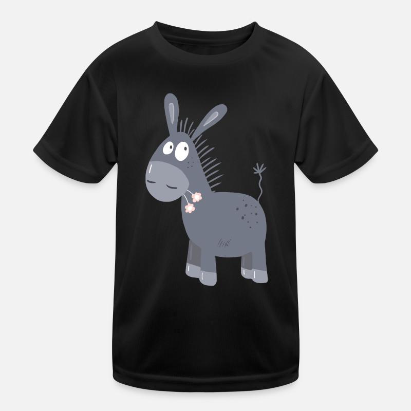 Kleiner Esel Mit Blümchen I Muli Maultier Comic - Kinder Funktions-T-Shirt - Schwarz