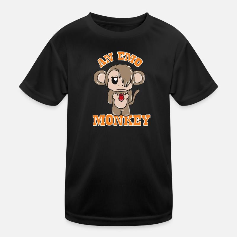 Affe Emo - Kinder Funktions-T-Shirt - Schwarz