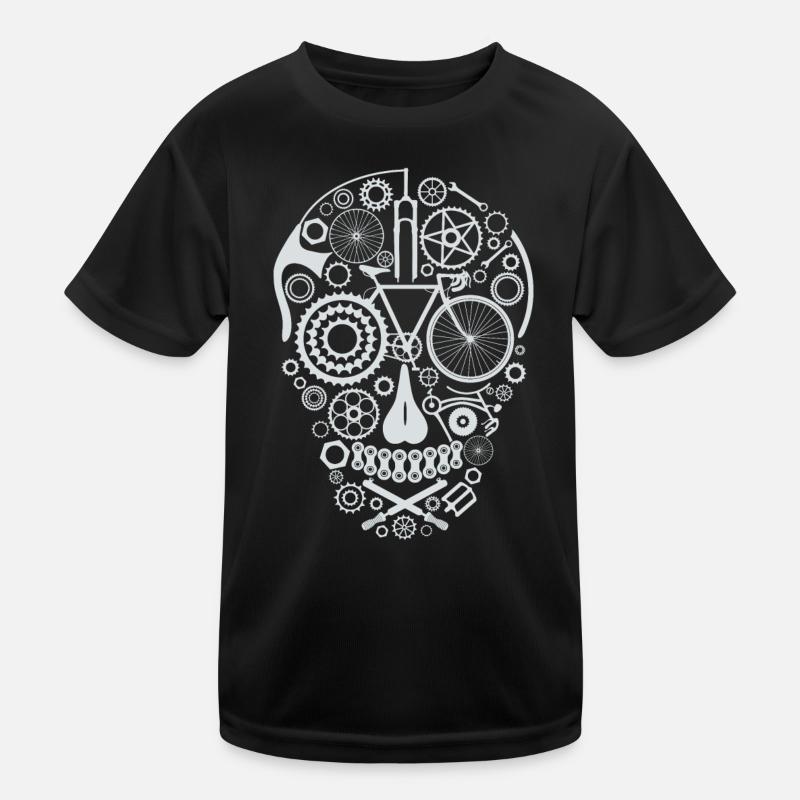 Bicycle Skull light grey - Kinder Funktions-T-Shirt - Schwarz