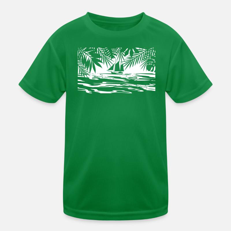 Caribbean, island, ship Kids Functional T-Shirt