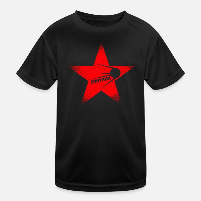 Roter Stern - Sputnik - Kinder Funktions-T-Shirt - Schwarz