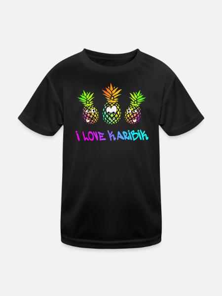 Urlaub Karibik - Kinder Funktions-T-Shirt - Schwarz - Vorne