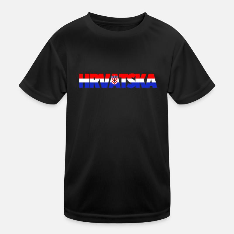 Texte du drapeau de Hrvatska avec armoiries T-shirt sport Enfant