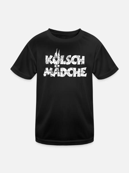 Kölsch Mädche mit Kölner Dom Köln (Vintage Weiß) - Kinder Funktions-T-Shirt - Schwarz