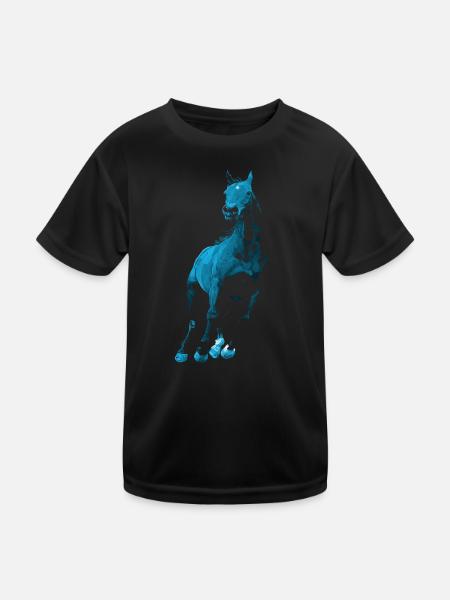 Pferd - Kinder Funktions-T-Shirt - Schwarz - Vorne