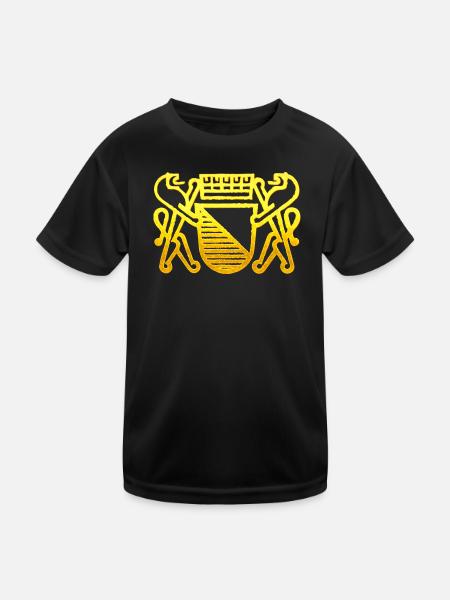 Zürich Wappen - Zürich Flagge für Zürcher - Kinder Funktions-T-Shirt - Schwarz - Vorne