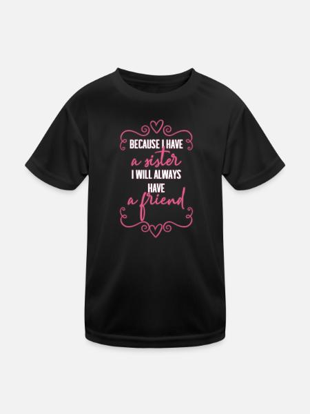 Schwester - Kinder Funktions-T-Shirt - Schwarz - Vorne