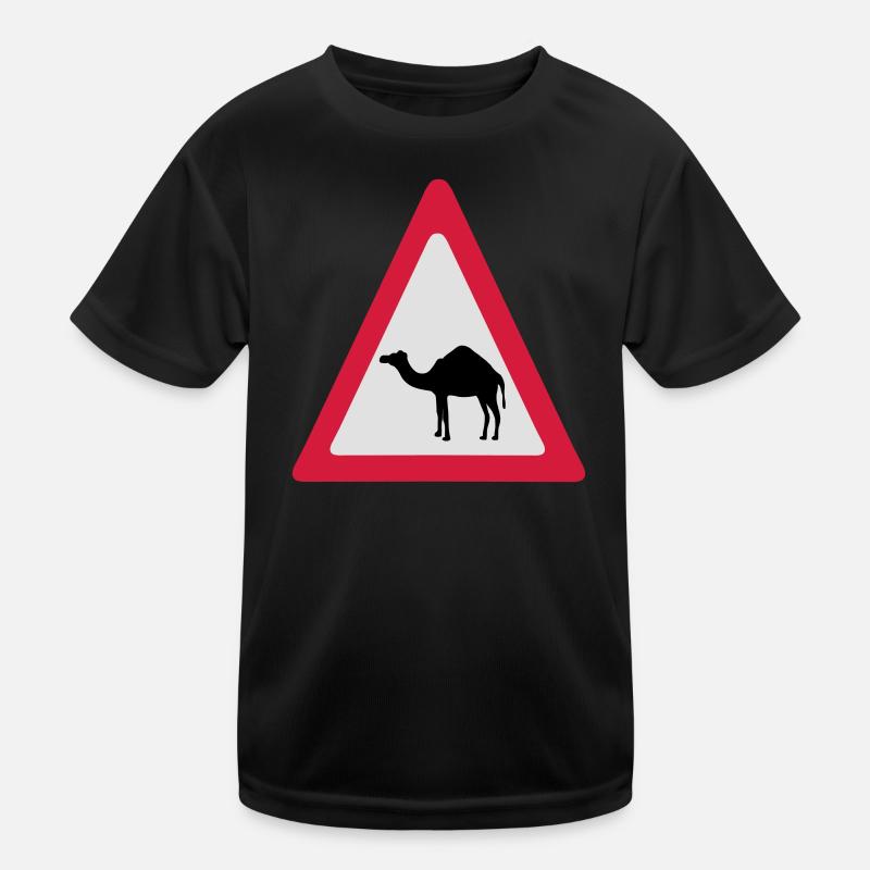Caution Camel Traffic Sign Kids Functional T-Shirt