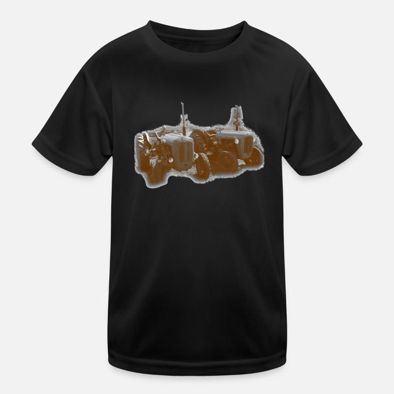 Vintage Tractors Rust Orange Kids Functional T-Shirt