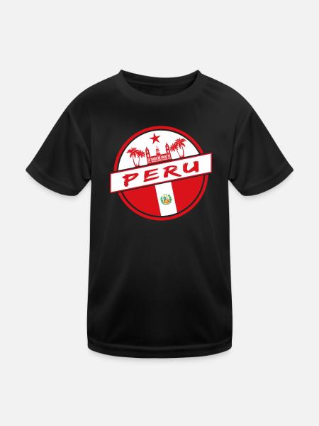 Peru Kreis in den Nationalfarben - Kinder Funktions-T-Shirt - Schwarz - Vorne