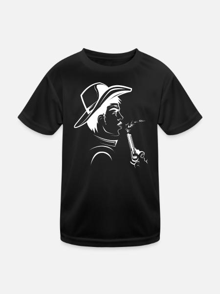 cowboy western wild west Symbol pistols - Kinder Funktions-T-Shirt - Schwarz - Vorne