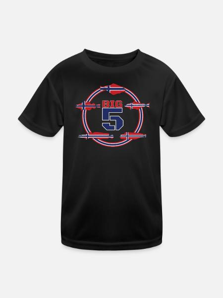 Norwegian Big 5 I Angeln Geschenk Dorsch Heilbutt - Kinder Funktions-T-Shirt - Schwarz - Vorne