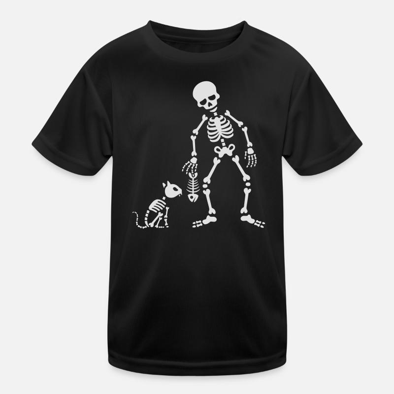 Cat likes fish bone skeleton Kids Functional T-Shirt