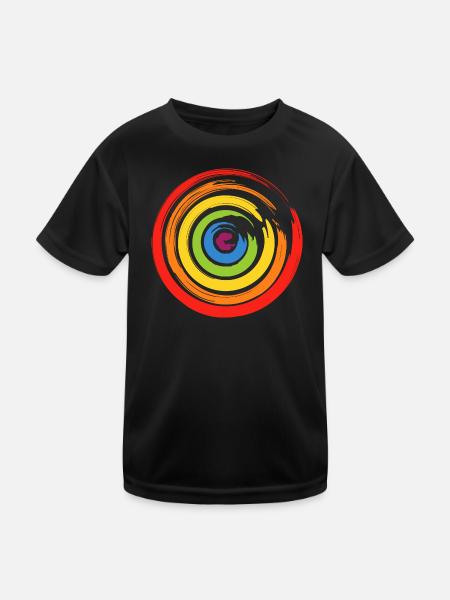 Locker gemalte Kreise aus farbigen Pinselstrichen - Kinder Funktions-T-Shirt - Schwarz