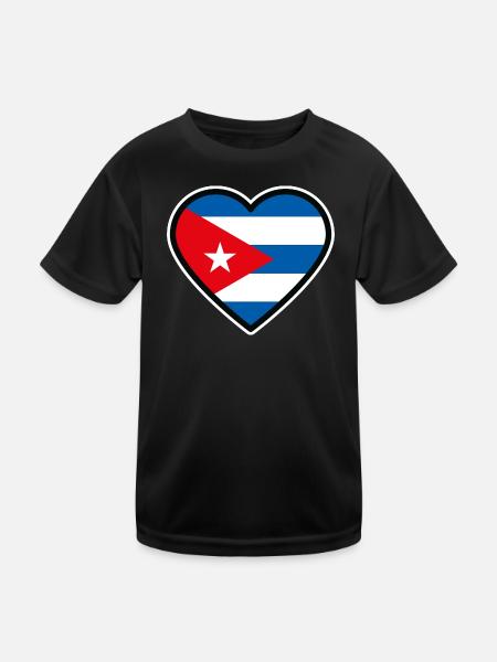kuba flagge herz - Kinder Funktions-T-Shirt - Schwarz - Vorne