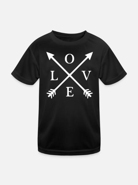 Love - Kinder Funktions-T-Shirt - Schwarz - Vorne