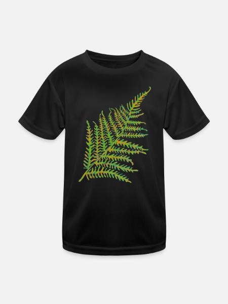 Fern leaf motif - Kids Functional T-Shirt - black