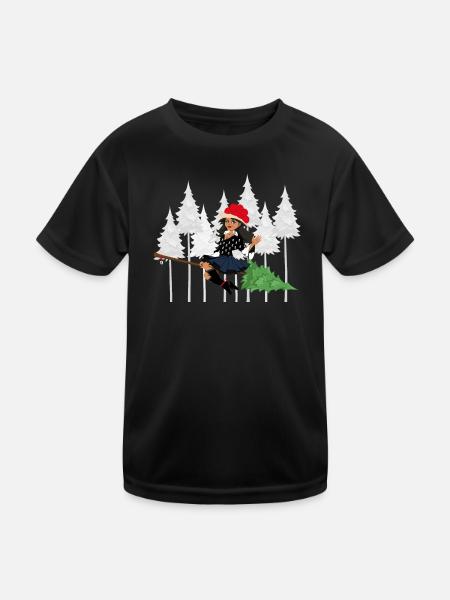 Moderne Schwarzwald Hexe Bollenhut Besen - Kinder Funktions-T-Shirt - Schwarz