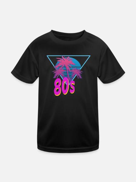 80s 80s 80's eighties themed party costume - Kids Functional T-Shirt - black - Front
