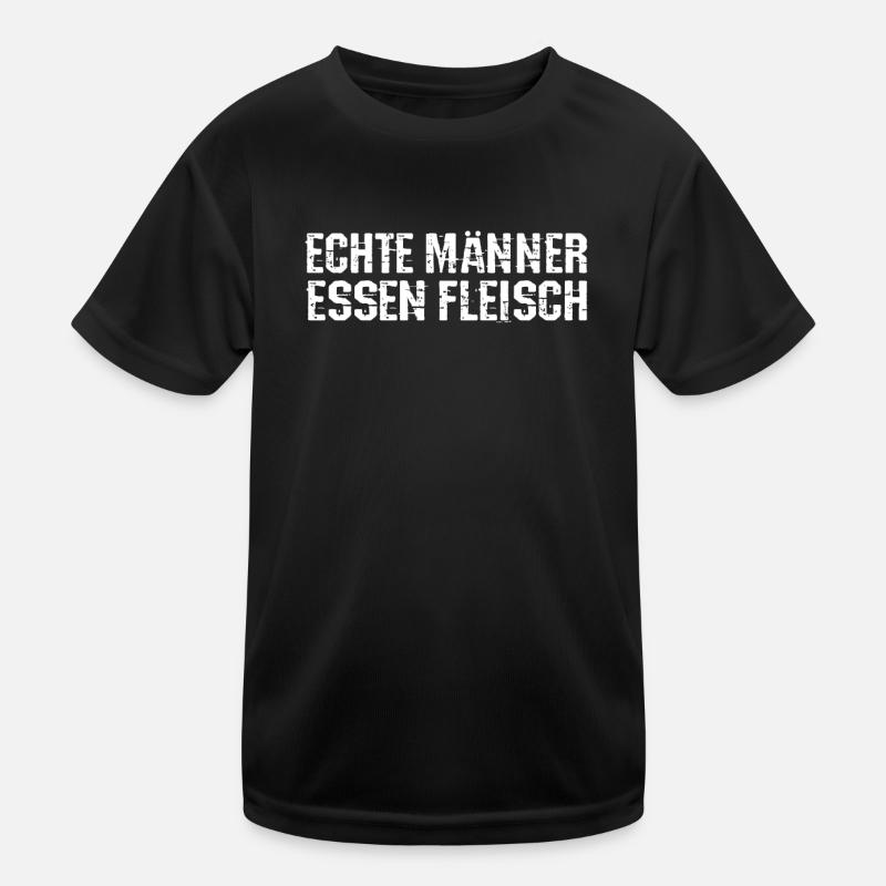 Echte Männer essen Fleisch - Kinder Funktions-T-Shirt - Schwarz