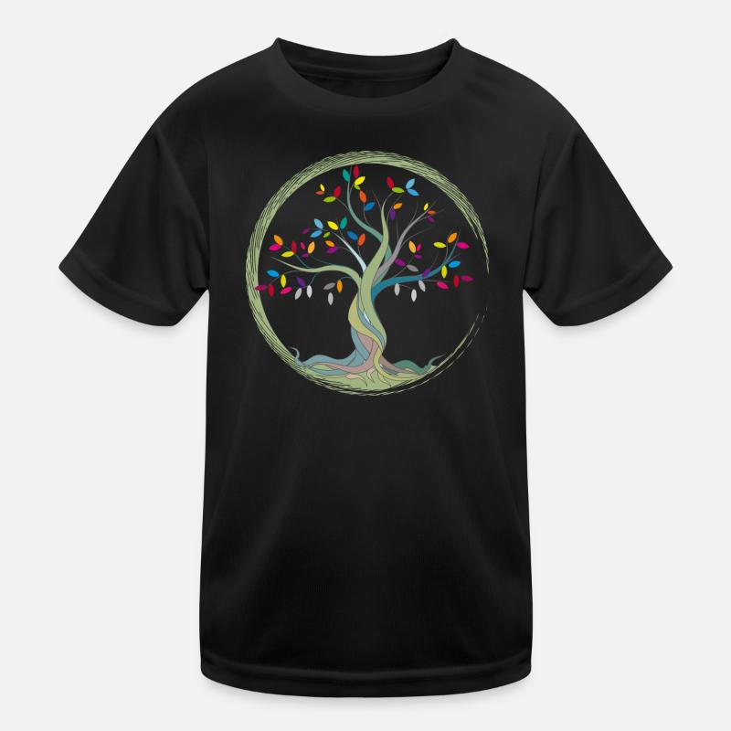 kleiner Baum mit bunten Blättern im Kreis Kinder Funktions-T-Shirt