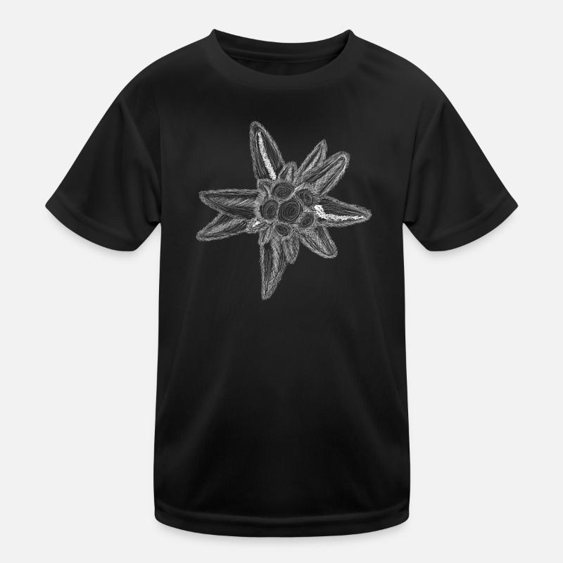 Edelweiss Fineline (White) - Kids Functional T-Shirt - black