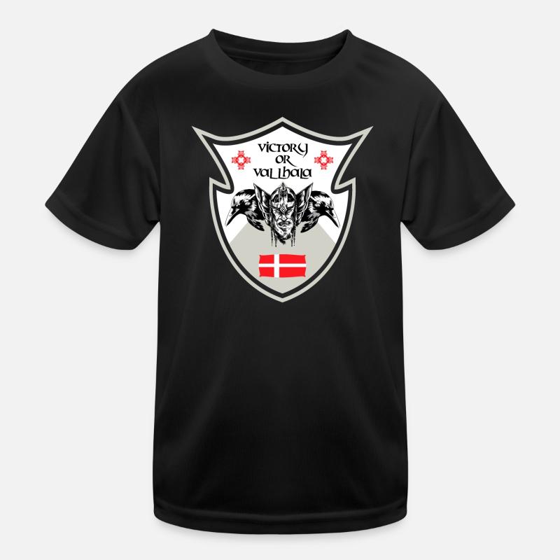 Dänemark Wikinger Design - Kinder Funktions-T-Shirt - Schwarz