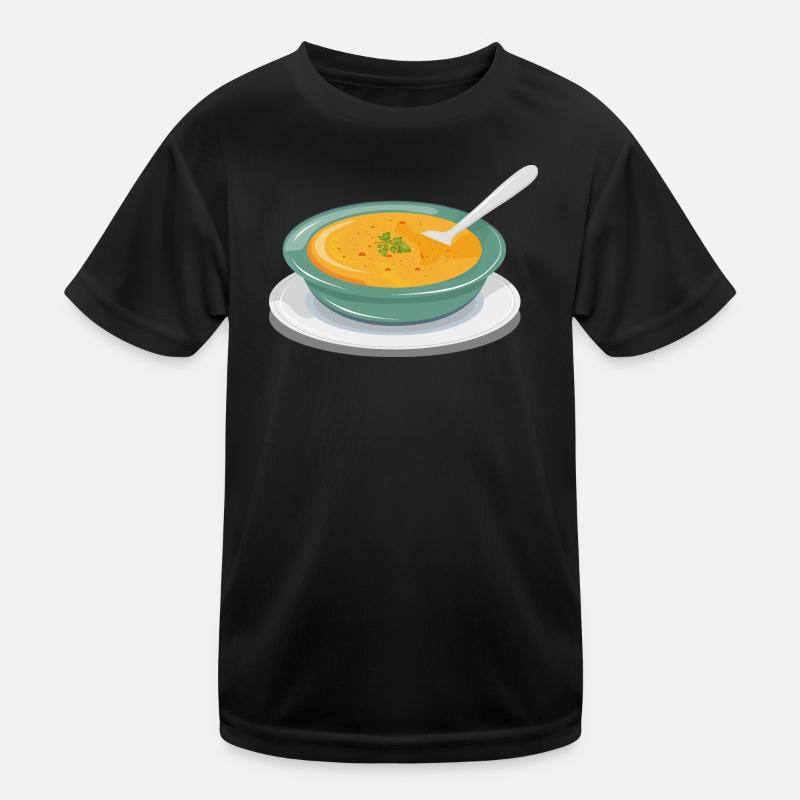 Vegetable soup in a plate with a spoon Kids Functional T-Shirt
