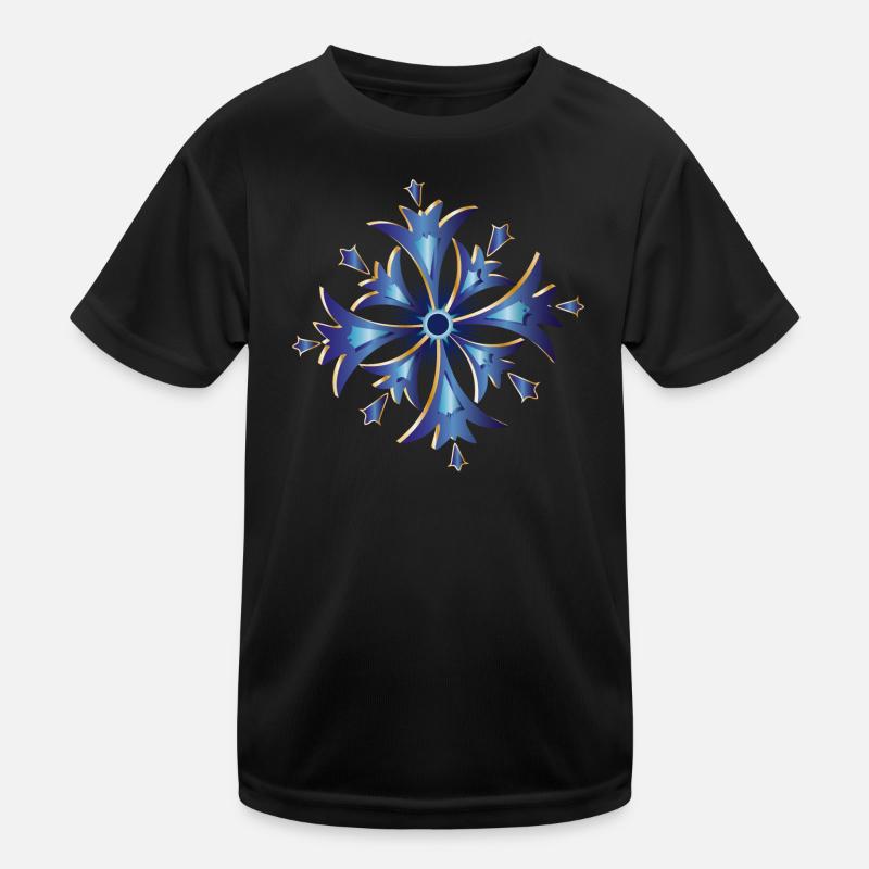 stylized cornflower amulet in blue and gold Kids Functional T-Shirt
