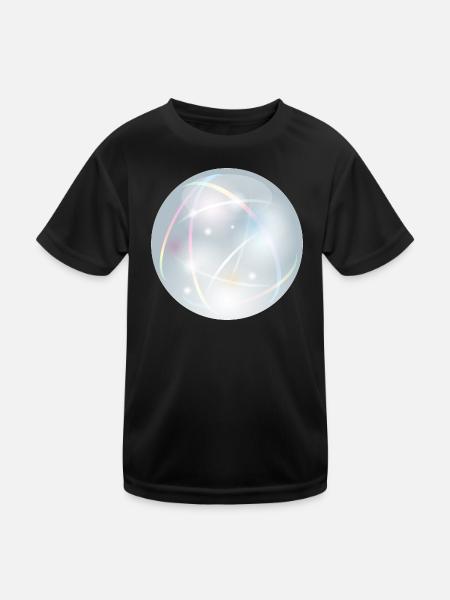 Kristallkugel mit zarten Lichtreflexen in Pastell - Kinder Funktions-T-Shirt - Schwarz - Vorne