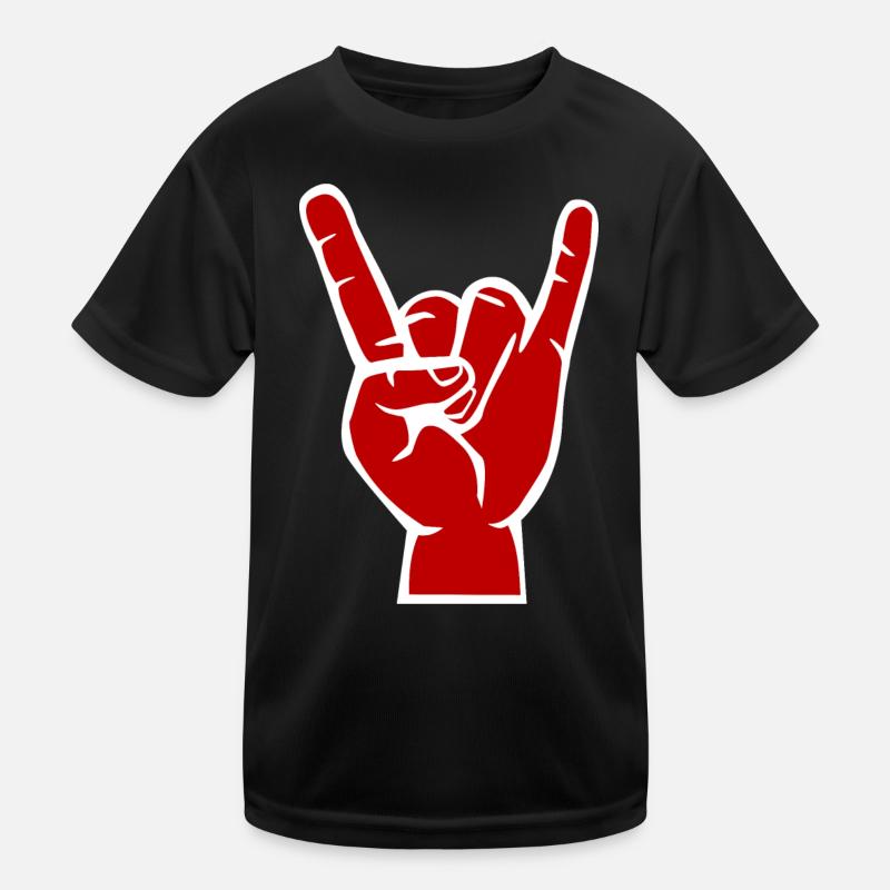 Teufels -Hand, Devil Rock cool metal Symbol Kinder Funktions-T-Shirt