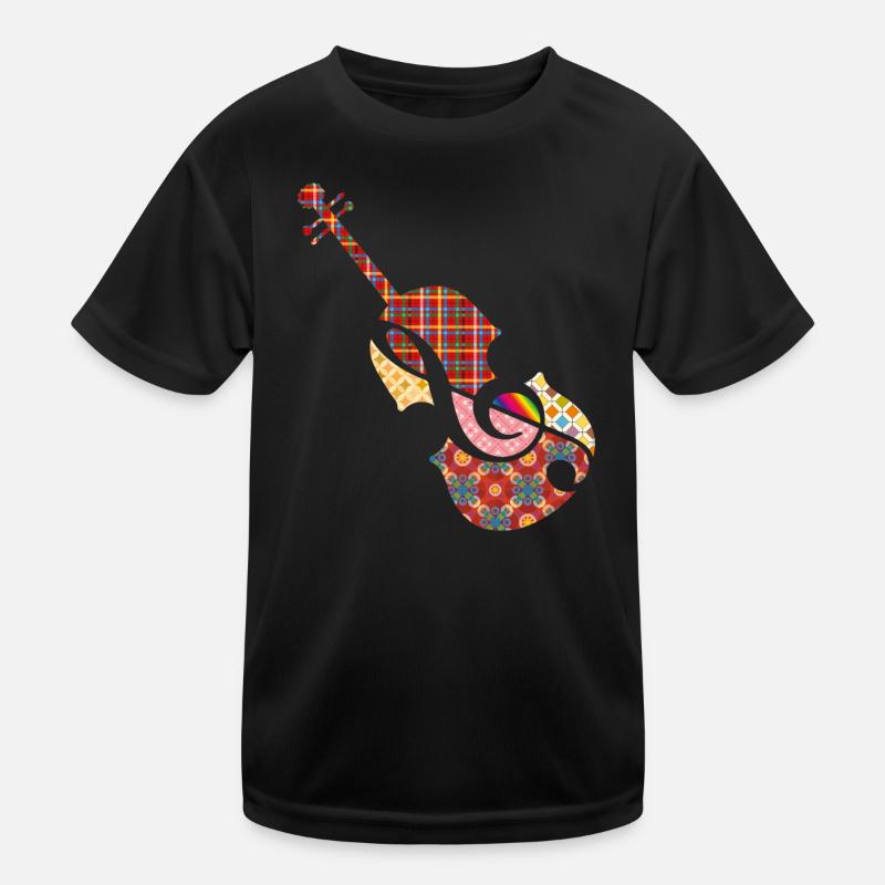 beautiful patchwork violin with treble clef Kids Functional T-Shirt