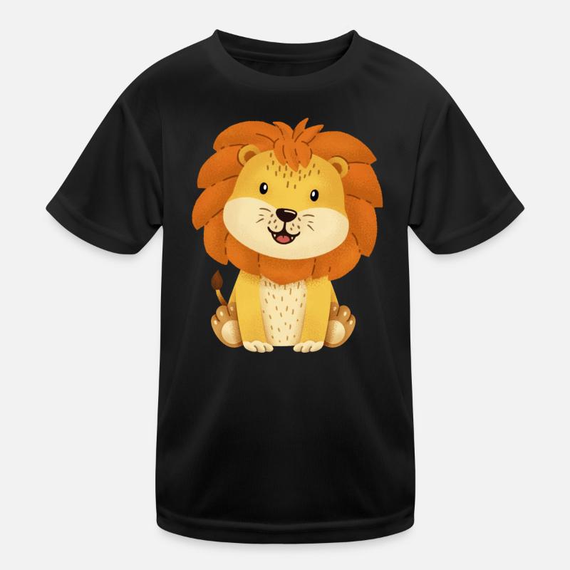 Löwe - Kinder Funktions-T-Shirt - Schwarz