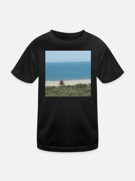 Strand Spanien Urlaub Ferien Reise Meer - Kinder Funktions-T-Shirt - Schwarz - Vorne
