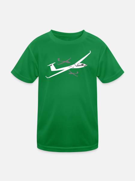 Segelflug Silhouette Minimalist - Kinder Funktions-T-Shirt - Kelly Green - Vorne