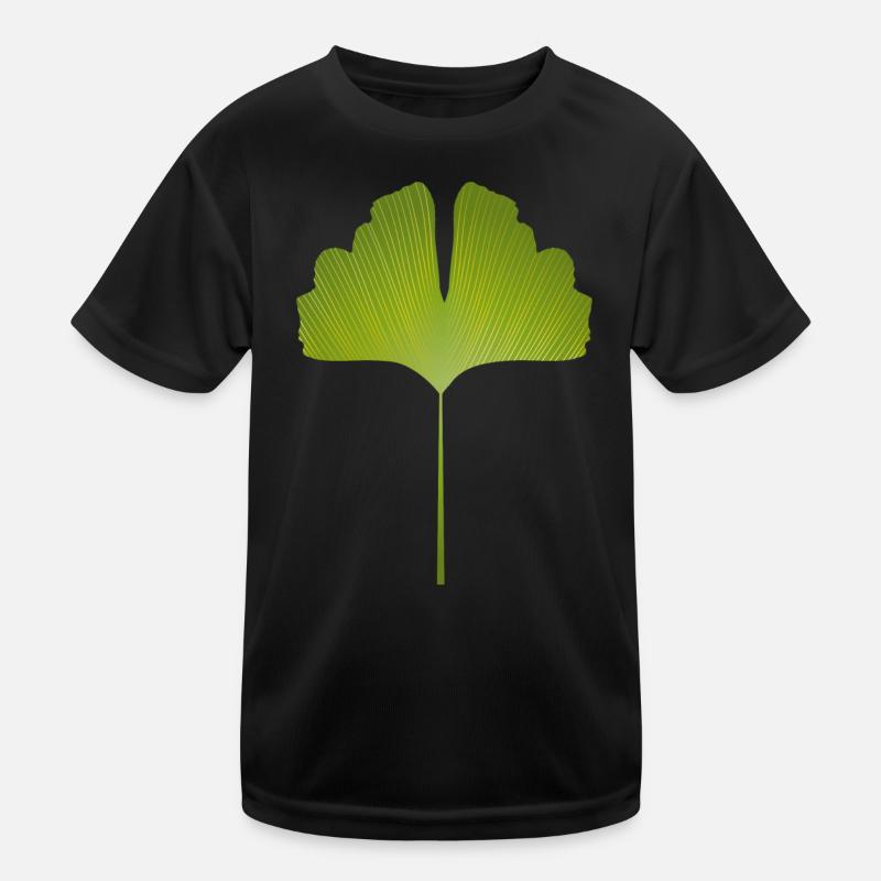 saftig grünes Ginkgo Blatt mit hellen Linien Kinder Funktions-T-Shirt