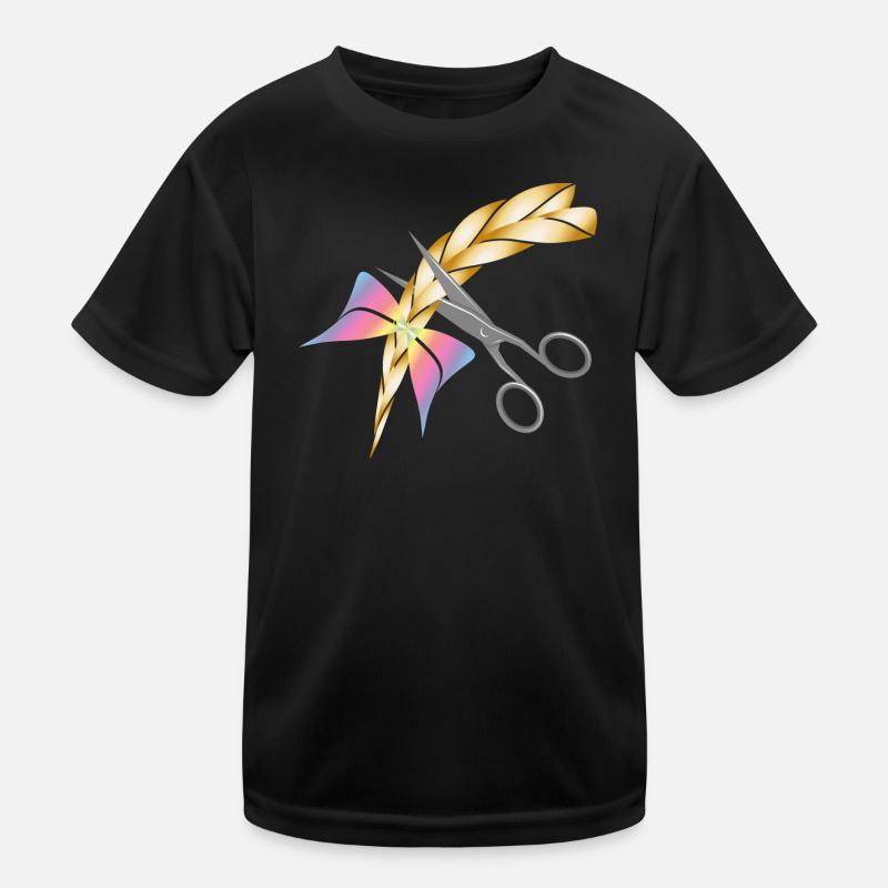 Scissors cut a blonde braid Kids Functional T-Shirt