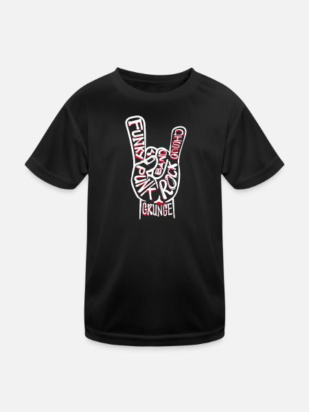 Punk rock punk punker grunge rock music heavy metal - Kids Functional T-Shirt - black - Front