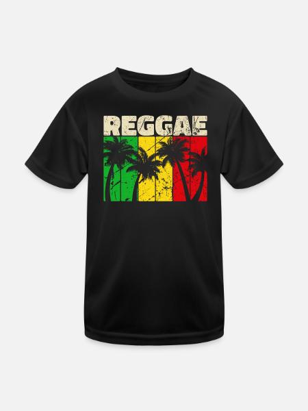 Reggae reggae music Jamaica vacation Caribbean palm trees - Kids Functional T-Shirt - black - Front