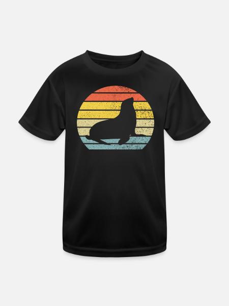 Seehund Seelöwe - Kinder Funktions-T-Shirt - Schwarz - Vorne
