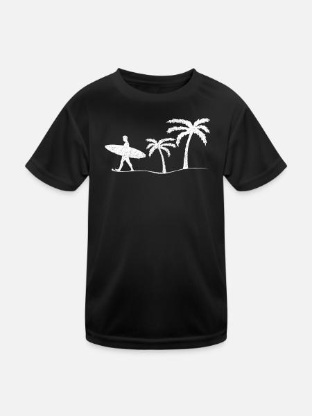 Surfer Surfen - Kinder Funktions-T-Shirt - Schwarz - Vorne