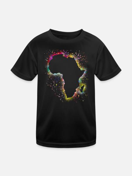 Afrika - Kinder Funktions-T-Shirt - Schwarz - Vorne