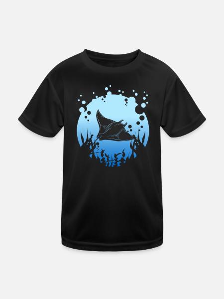 Manta Rochen - Kinder Funktions-T-Shirt - Schwarz - Vorne
