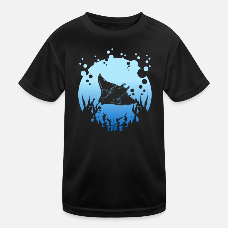 Manta Rochen - Kinder Funktions-T-Shirt - Schwarz