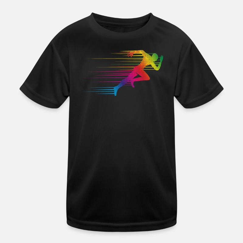 dynamisches Motiv eines Läufers beim Sprinten - Kinder Funktions-T-Shirt - Schwarz
