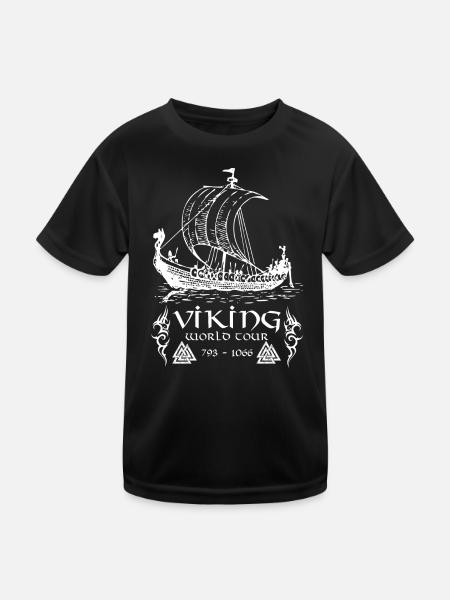 Viking World Tour Design - Kids Functional T-Shirt - black