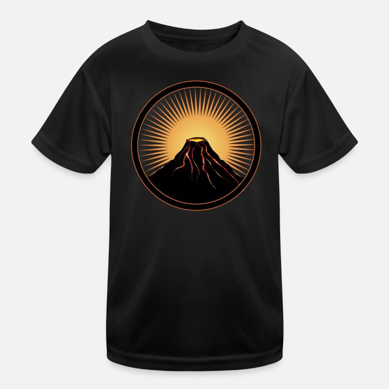 Vulkan Patch mit flüßiger Lava Kinder Funktions-T-Shirt
