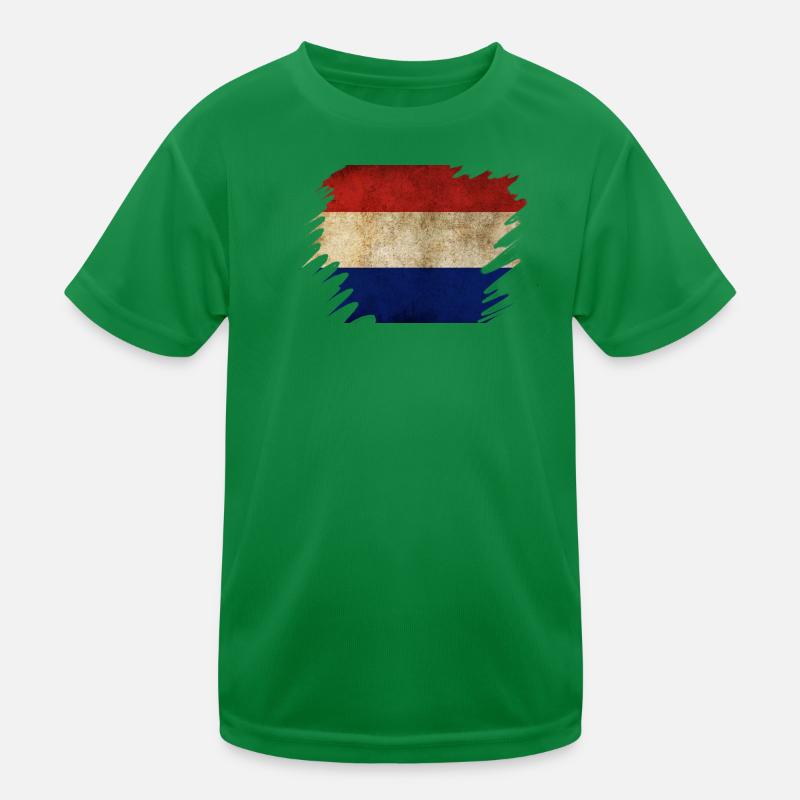 Grunge Holländisches Flaggendesign Kinder Funktions-T-Shirt